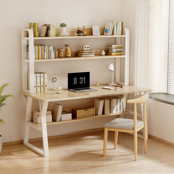 Einfacher Schlafzimmer -Studiencomputertisch mit integriertem Bücherregal