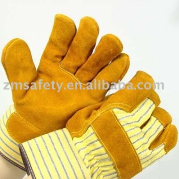 Full palm cow split leather safety glove