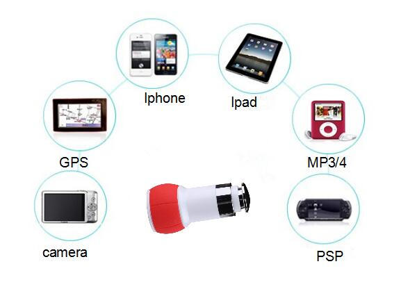 red leather grain smart car charger