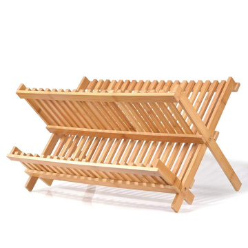 Bamboo Folding Dish Drier with Utensil Holder