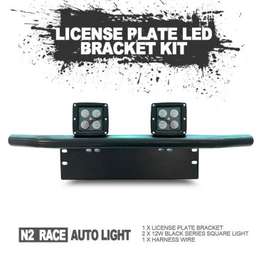 Car Off-Road Light Bull Bar Front Bumper License Plate Mount Bracket Holder with work light