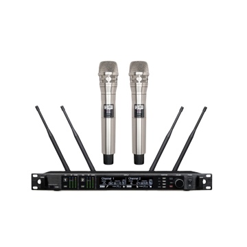 Professional Wireless Karaoke Microphone System with Dual UHF Channels and True Diversity Technology