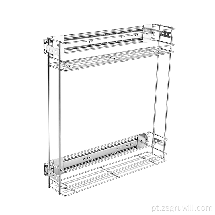 Rack de cozinha de duas camadas de gaveta de arame cestas de armazenamento