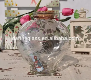 heart shaped glass candy jar glass gift jar with cork for wishing