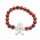 Red Jasper 8MM Round Beads Stretch Gemstone Bracelet with Diamante Skull Piece
