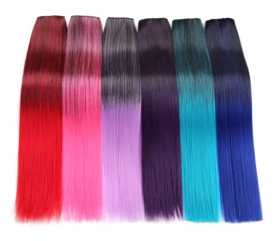 AliLeader Wholesale Synthetic Ponytail  Hair Extensions With 5 Clips 26 Colors Hair On Clip