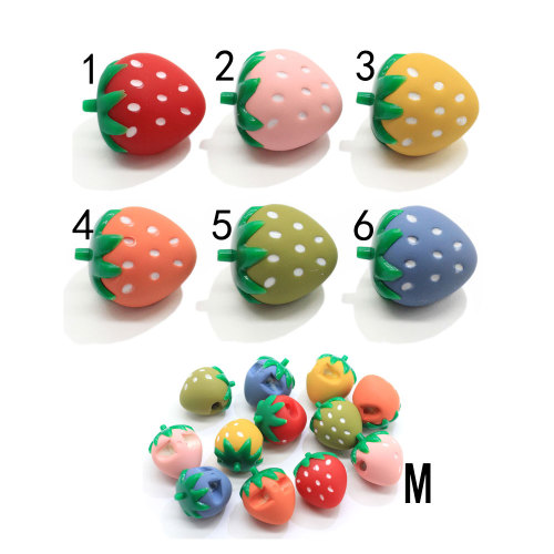 Χονδρική Kawaii Φράουλα με 3mm Τρύπα Ρητίνη Γούρια 3D Φρούτα Μινιατούρα Διακόσμηση Diy Art Decor Παιδική Ζώνη Κοσμήματος