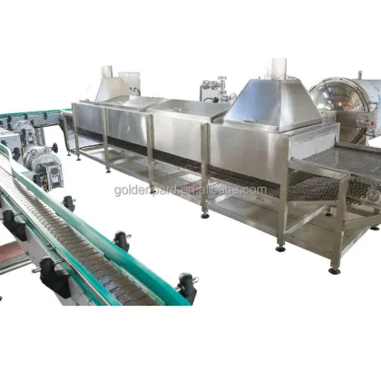 fish gutting machine in fish processing line