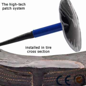 Heavy duty radial tire repair mushroom plug cold patch