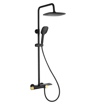 Set Bilik Mandi Black Thermostatic Shower Mixer Faucet
