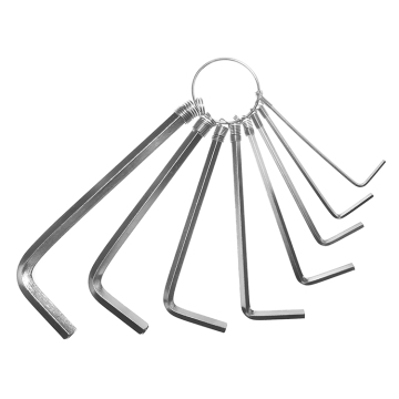 Ensemble de clés en L-Key HEX 8 pièces avec trousseau - 1,5 mm à 6 mm