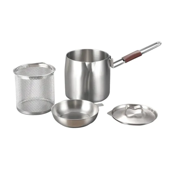 Commercial fryer Pot Small fryer 304 Stainless Steel Oil Pot Pitcher portable camping Cookware Set