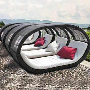 Outdoor leisure bed reclining chair high end hotel customized lazy rattan rocking chair Courtyard Villa rattan chair sofa bed