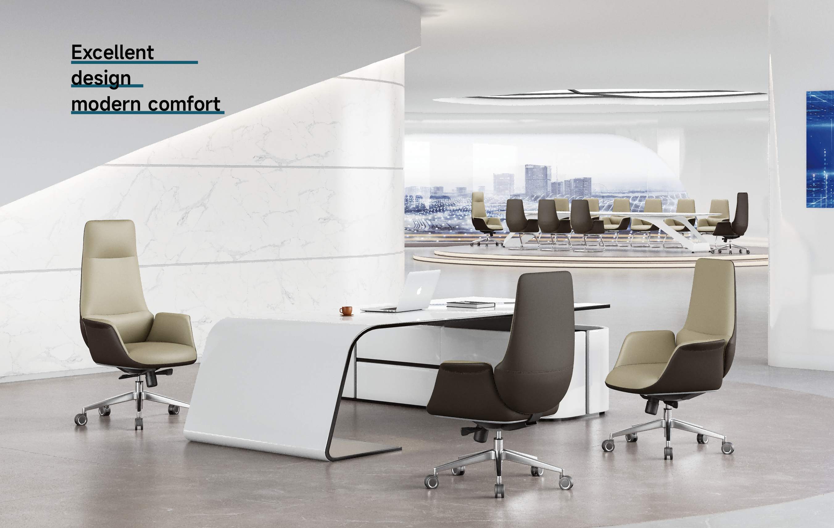 high back Modern texture backrest comfortable office chair executive swivel metal foot desk chair for office furniture