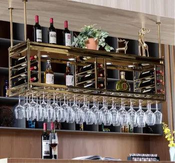 Luxury Red Gold Stainless Steel Wine Rack for Cabinet