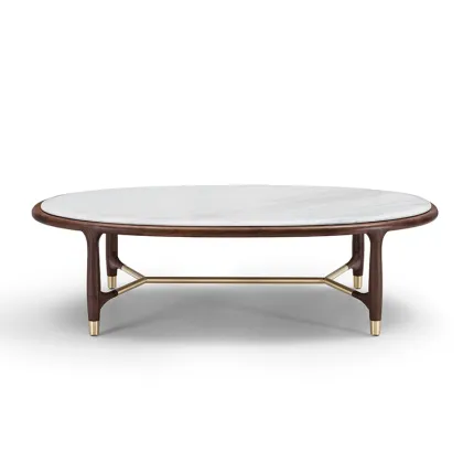Solid Wood Italian North American Black Walnut Marble Round Dining Table