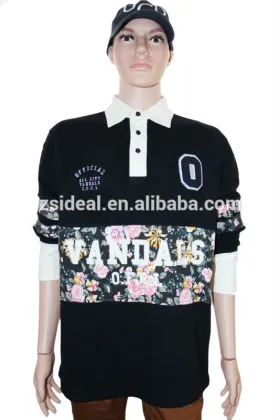 Men`s heavy cotton long sleeve custome--made rugby shirt