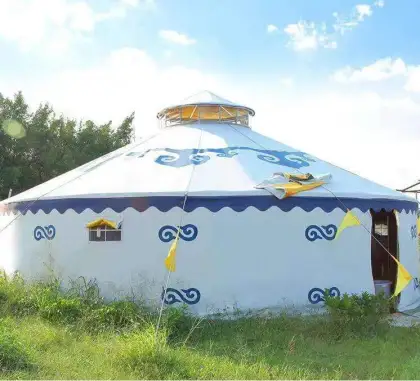 Baked Lacquer 4m White Mongolian Yurt Ger Tents