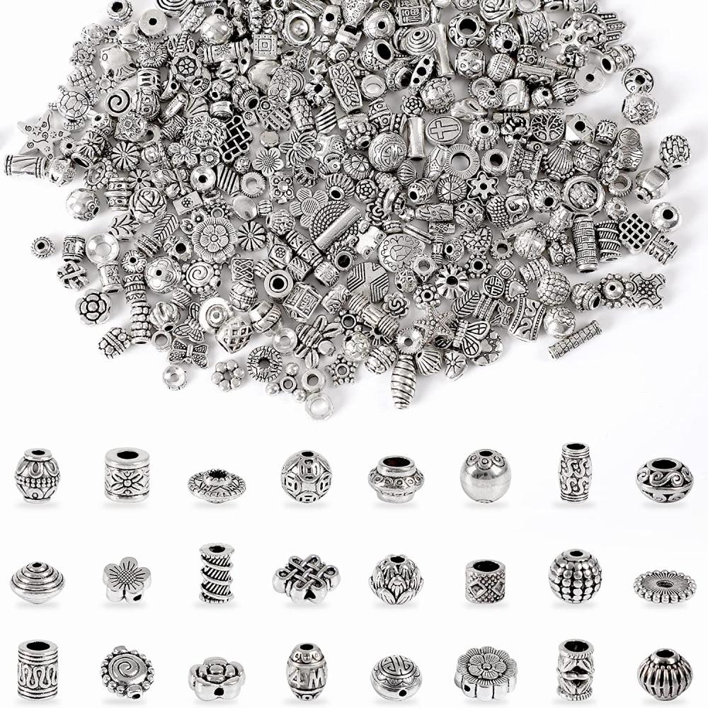 300pcs Perles d'espaceur en métal argenté pour la fabrication de bijoux