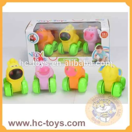 Friction Animal Car, Vinyl PVC Toys, Friction Car with Rubber Roof, Soft Toys