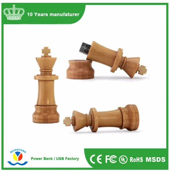 Custom Personalized Logo Wooden Chess USB 2.0 Memory Flash Drive