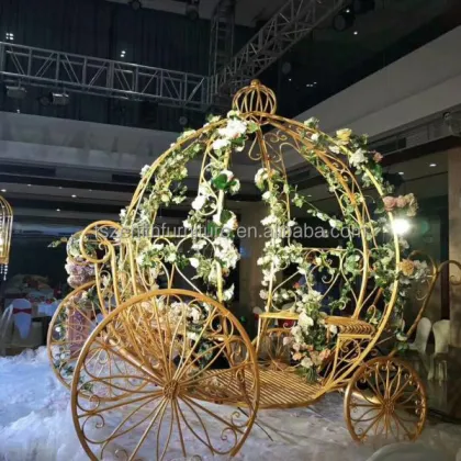 Royal Princess Wedding Backdrop: Large Pumpkin Horse Cart & Cinderella Carriage