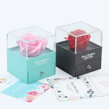 Акриловая подарочная коробка с акриловой квадратом розовой упаковка