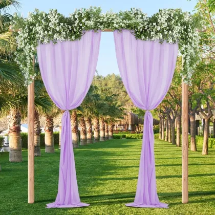 Purple Silky Soft Woven Backdrop Curtain for Wedding Stage Decoration