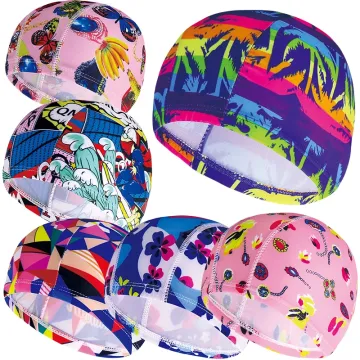 Multi-Color Patterned Fabric Swimming Caps for Men and Women