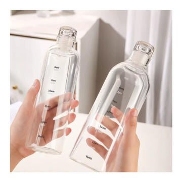 Factory-Price Borosilicate Glass Water Bottles: 300ml, 500ml, and 750ml Portable Options with Time Marker