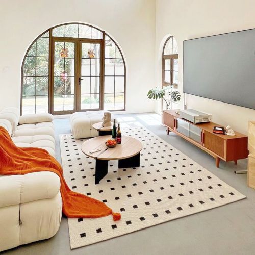 Гостиная ковер мягкий бархатный кофейный столик