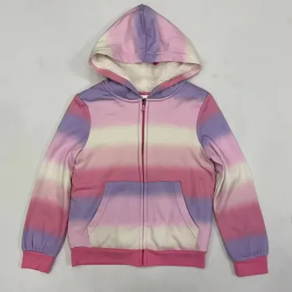 Kids Boy Full Zip Fleece Jacket - Sherpa Lining Hoodie