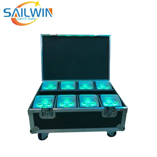 4X18W 6in1 RGBAW UV Battery Wireless WIFI DMX LED Par Light with 8in1 Charging Flight Case