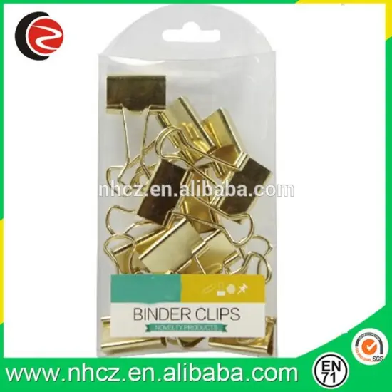 25mm gold binder clips in pvc box