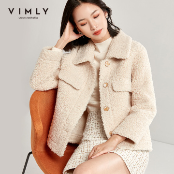 Vimly Faux Fur Coat For Women Autumn Winter Elegant Lapel Single Breasted Thick Solid Female Thick Outwear 30126