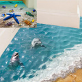 60*90cm Cute 3D Dolphin Floor Stickers Waterproof Bathroom Starfish wall stickers floor sticker tiles For Kids Room Gift