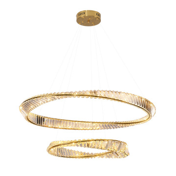 Modern Simple Gold Circle LED Crystal Chandelier for Luxury Living Rooms and Restaurants