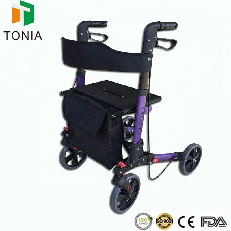 Tonia Mobility Portable Rollator Foldable Aluminum Rollator Walker Supports 136kg Tra01a2