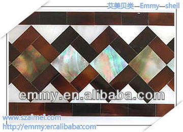 Pen seashell and black mother of pearl mosaic tile waist line