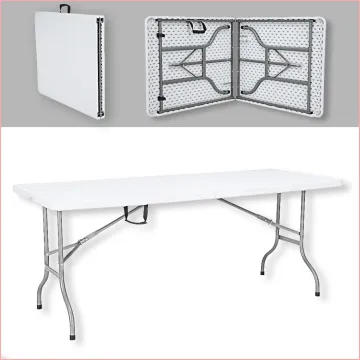 6ft Solid Height Adjustable Plastic Folding Table - Commercial Blow Molding Folding Tables