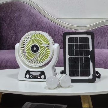 CE FCC Certified 110V-230V 12V DC 10W Solar-Powered Table Fan with LED Light