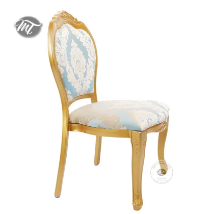 Elegant French Royal Gold Leather Wedding Banquet Chairs