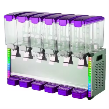 Ticari kullanım için LED meyve suyu dağıtıcı ile otomatik 4x9L dört tank elektrikli dondurulmuş meyve soğutucu