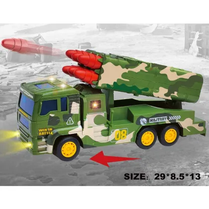 Shantou Toys Electric Light Music Friction Car Plastic Military Truck Toy Vehicle