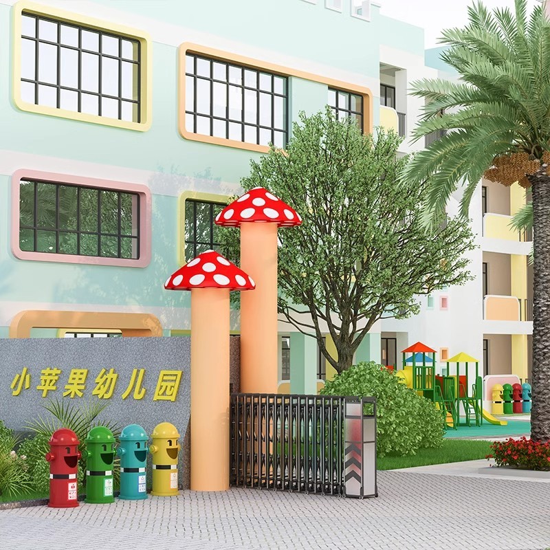 ‌European Style Kindergarten Cartoon Trash Can, Cute Animal Design Waste Bin for Kids Room & Classroom