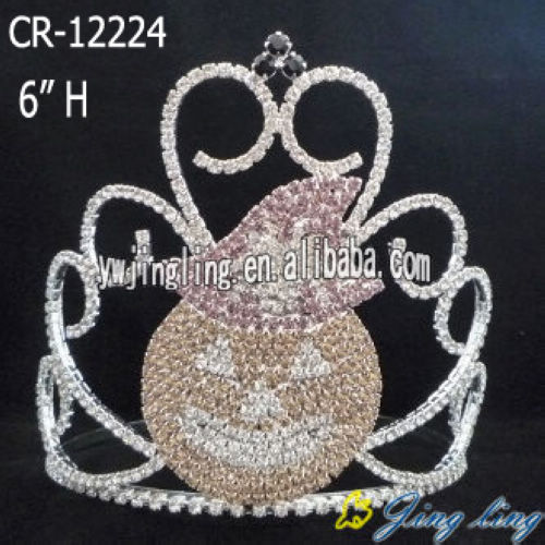 6 Inch Rhinestone Pumpkin Crown For Halloween