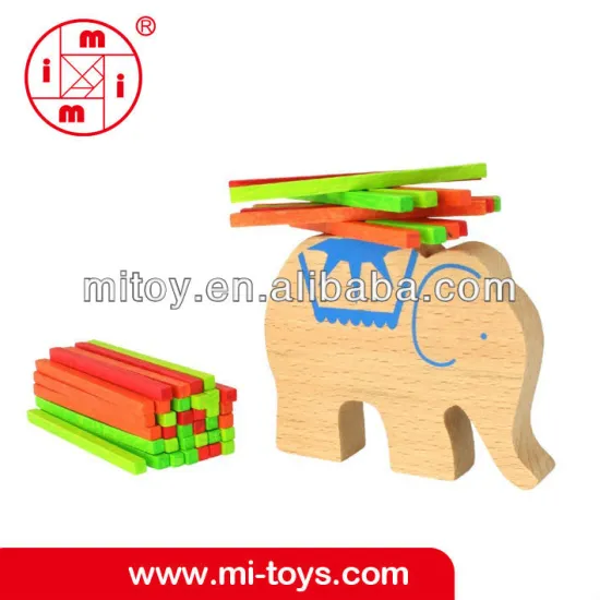wooden elephant Pile-up balance toy for children