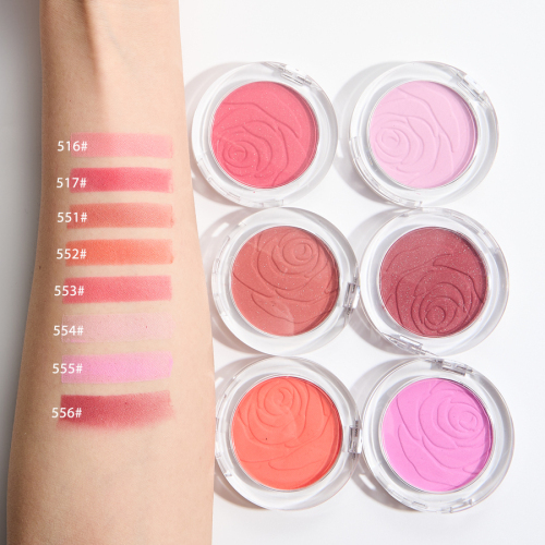 Make Your Own Makeup Pink Rose Blush Powder Cream Makeup Foundation Custom Blush Palette Waterproof Blush Private label
