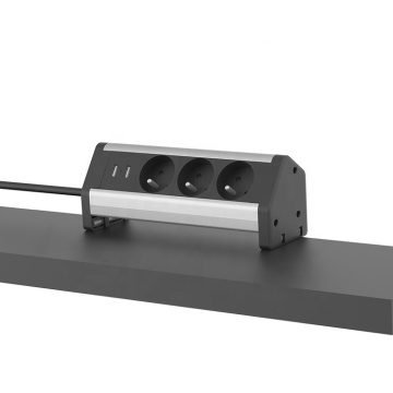 Soket Klip Meja Voltan 250AV dengan asas standard dan 2 port USB