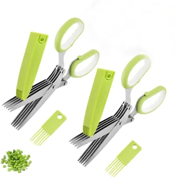 Wholesale 5-Layered Stainless Steel Kitchen Scissors for Vegetable Cutting and Herb Chopping